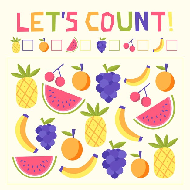 Contando juego con frutas