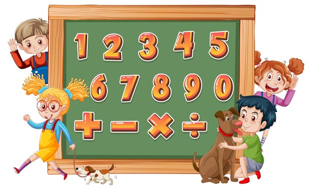 Contando números del 0 al 9 y símbolos matemáticos