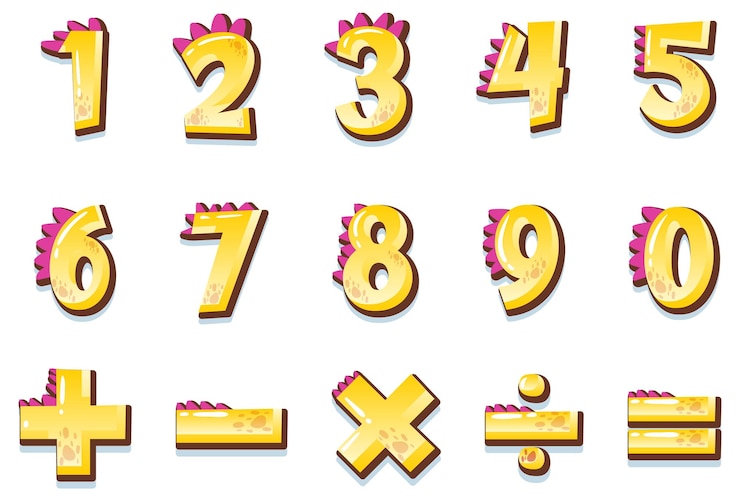 Vector gratuito contando números del 0 al 9 y símbolos matemáticos