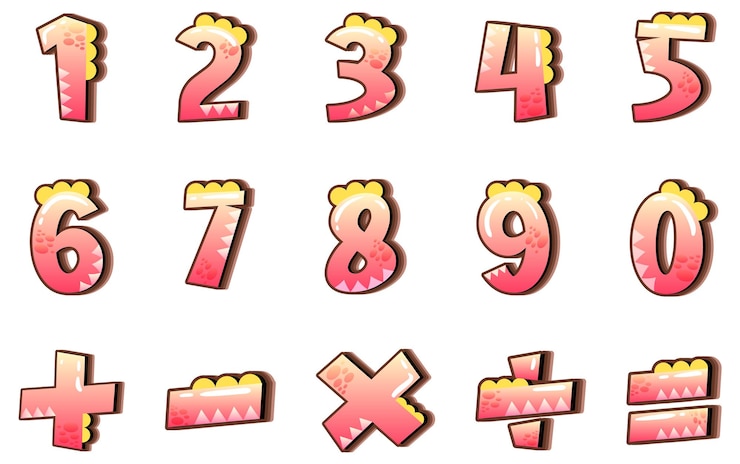 Vector gratuito contando números del 0 al 9 y símbolos matemáticos
