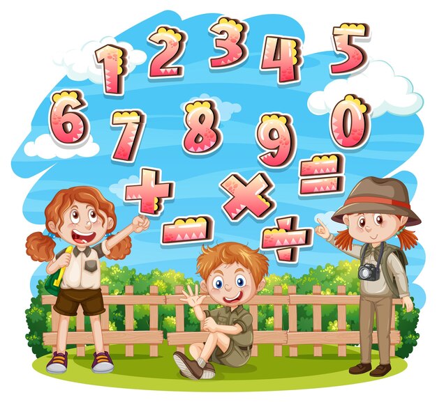 Contando números del 0 al 9 y símbolos matemáticos