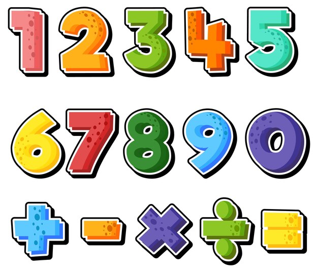Contando números del 0 al 9 y símbolos matemáticos
