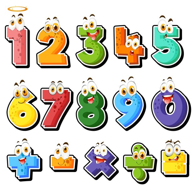 Contando números del 0 al 9 y símbolos matemáticos