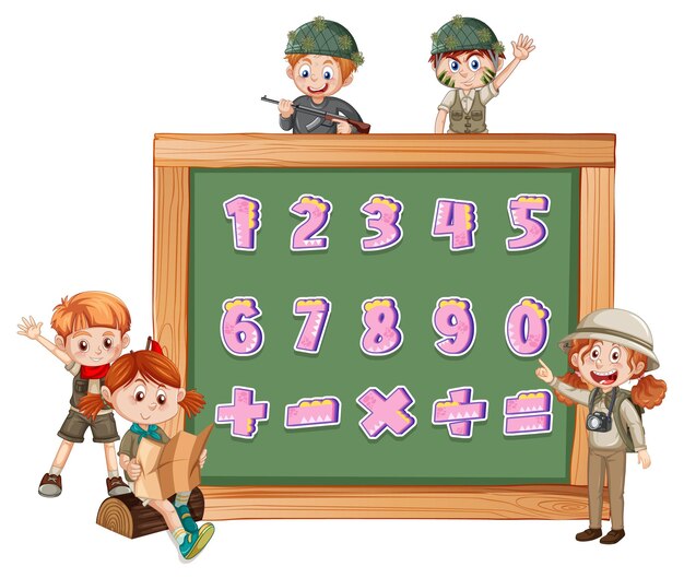 Contando números del 0 al 9 y símbolos matemáticos