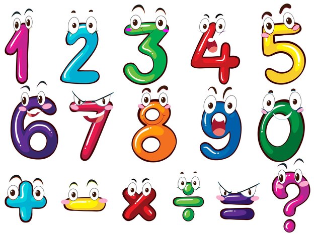 Contando números del 0 al 9 y símbolos matemáticos