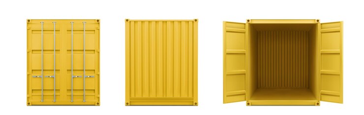 Vector gratuito contenedor amarillo 3d realista para el transporte de mercancías