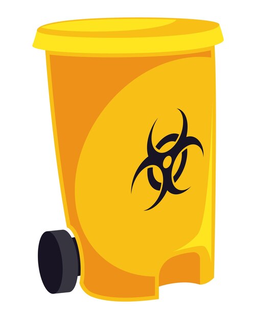 contenedor de residuos tóxicos amarillo con ruedas