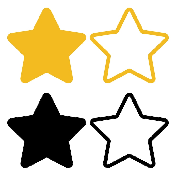 Vector gratuito contorno amarillo estrella y plana