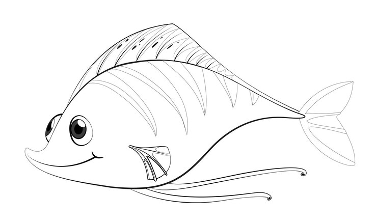 Vector gratuito contorno animal para peces lindos.