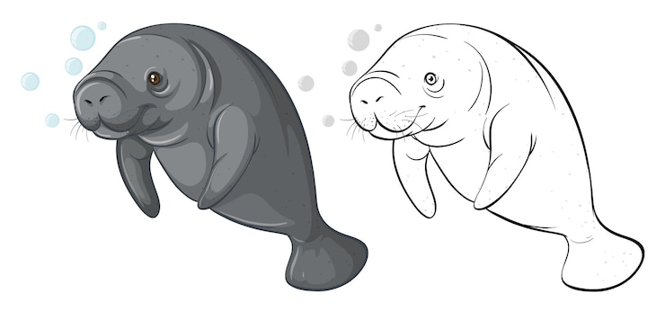 Vector gratuito contorno animal para seacow