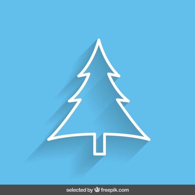 Vector gratuito contorno azul del árbol de navidad