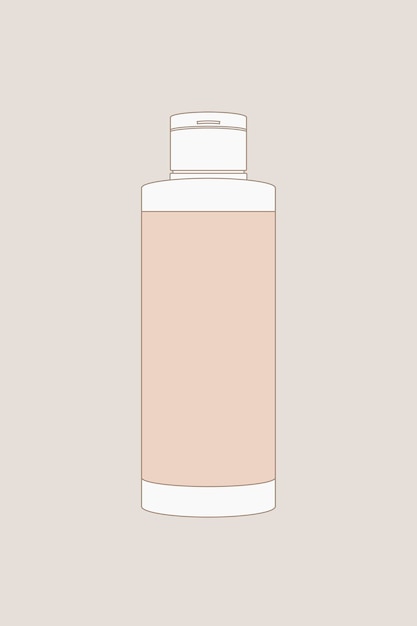Contorno de botella cosmética, ilustración de vector de embalaje de productos de belleza