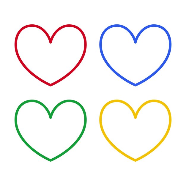 Contorno de corazón de varios colores