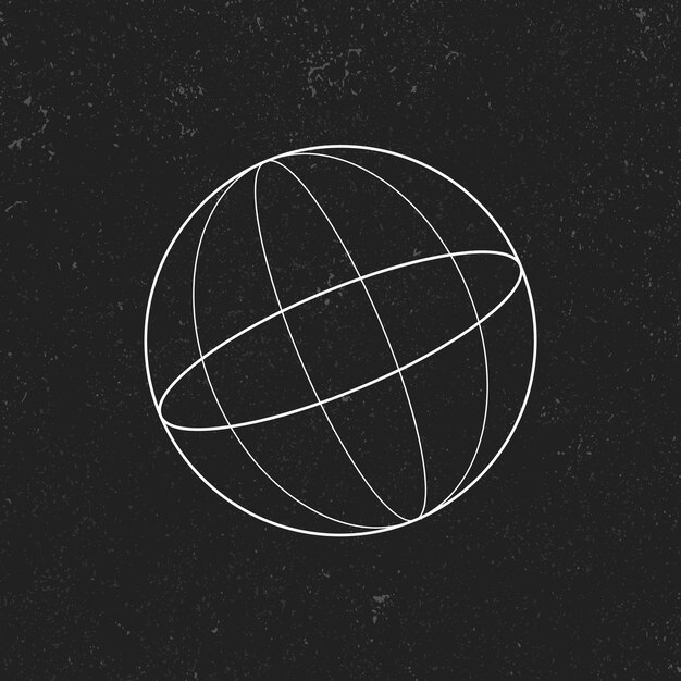 Contorno de esfera 3D en un vector de fondo negro
