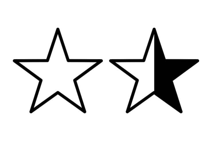 Vector gratuito contorno de estrella y medio glifo
