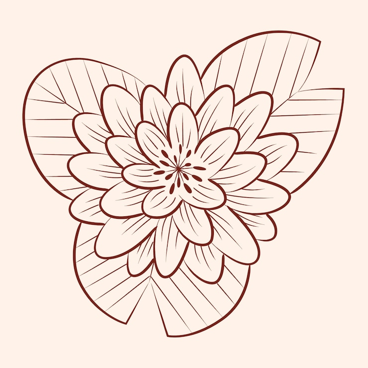 Vector gratuito contorno de flor simple dibujado a mano