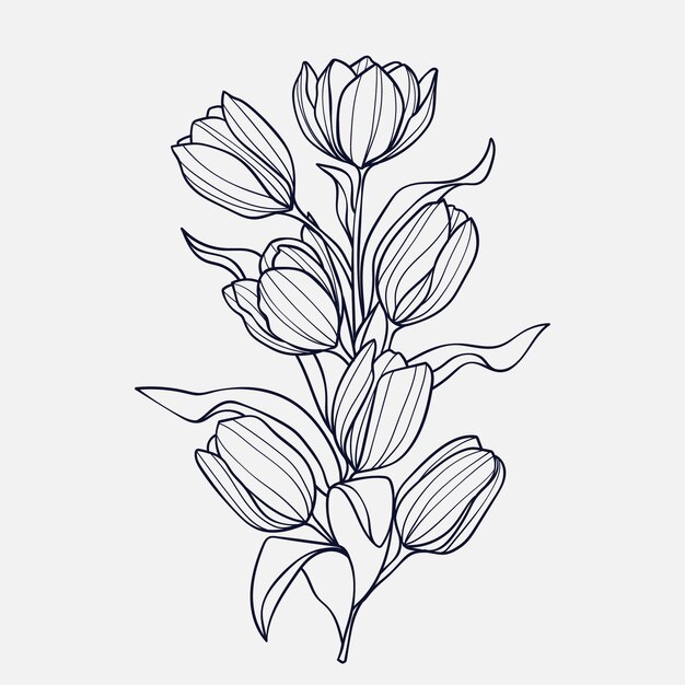 Contorno de flor simple dibujado a mano