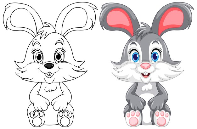 El contorno de la página de colorear de Cute Rabbit