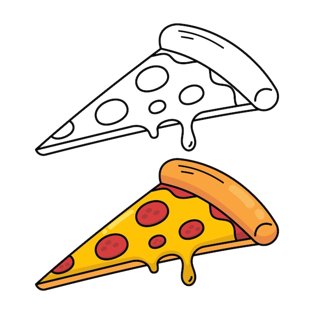 El contorno de las rebanadas de pizza y el relleno