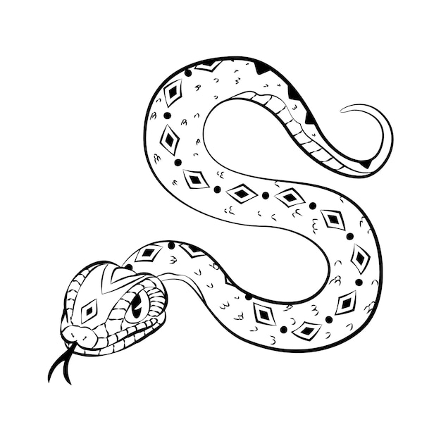 Contorno de serpiente de diseño plano dibujado a mano
