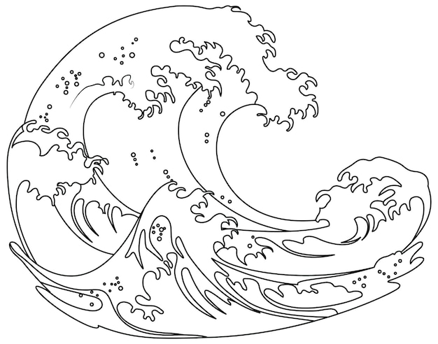 Vector gratuito contorno tradicional de ondas japonesas en estilo vectorial