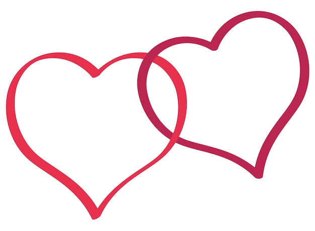 Contornos de corazón dibujados a mano superpuestos