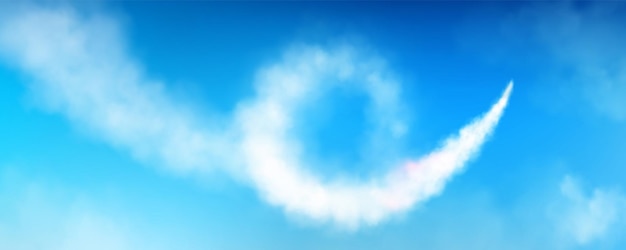 Vector gratuito contrail de avión en espiral en el cielo azul