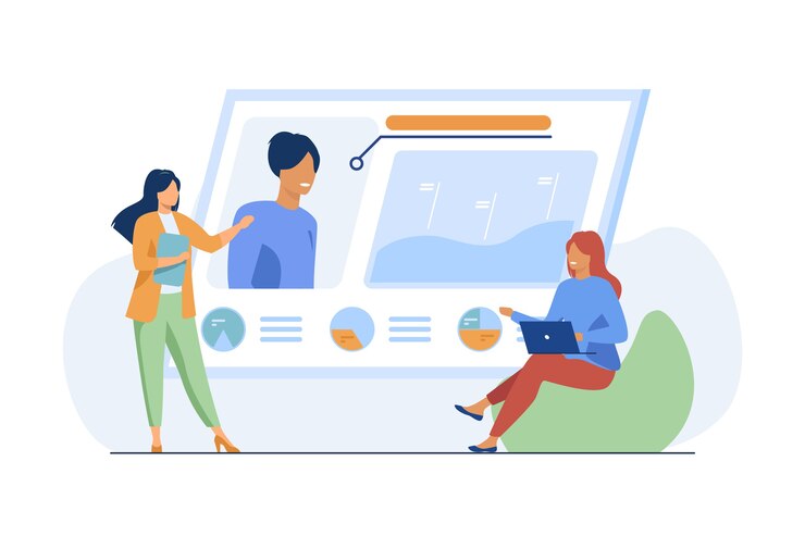 Vector gratuito contratar gerentes de agencias. mujeres que estudian y discuten la ilustración de vector plano de perfil de candidatos. reclutamiento, rrhh, selección de personal