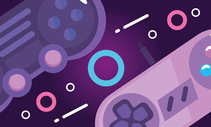 Vector gratuito control de videojuegos estilo memphis