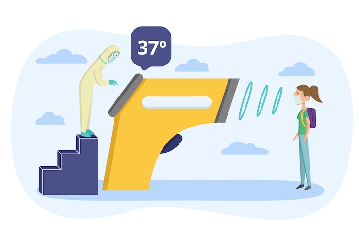 Vector gratuito controlar la temperatura corporal para protegernos