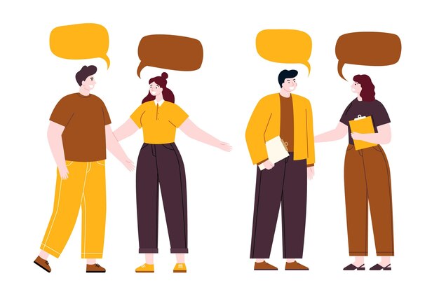 Conversación de personas planas dibujadas a mano
