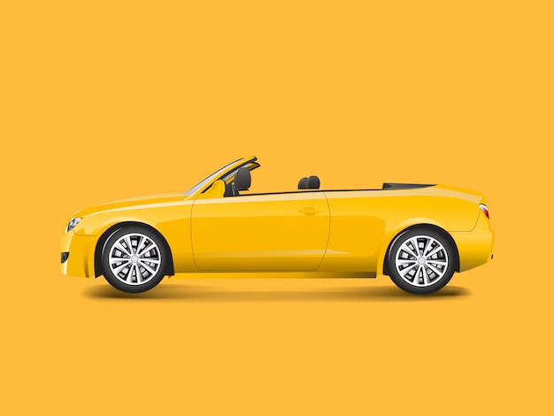 Convertible amarillo en un vector de fondo amarillo