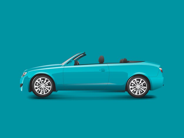 Convertible azul en un vector de fondo azul