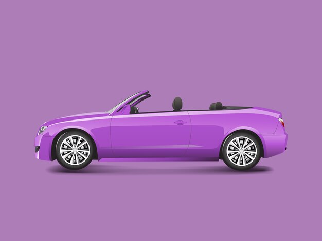 Convertible púrpura en un vector de fondo púrpura
