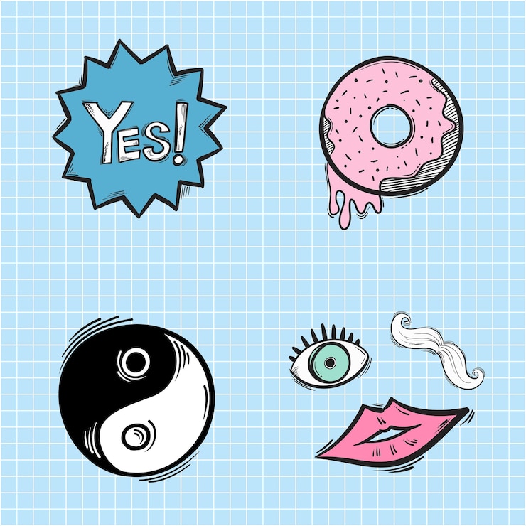 Vector gratuito cool doodle vector de etiqueta de dibujos animados