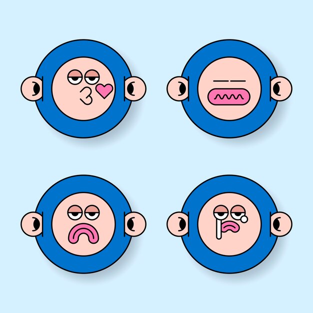 Cool mono monstruo pegatina set vector