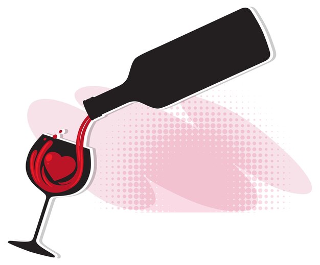 Copa y botella de vino de silueta