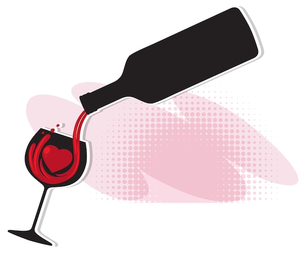 Copa y botella de vino de silueta