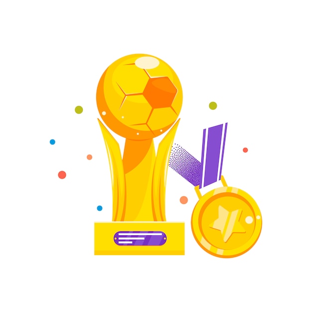 Vector gratuito copa y medalla para ganar el fútbol.