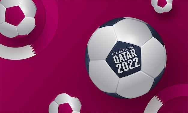 copa mundial de fútbol 2022 con balón de fútbol 3d realista