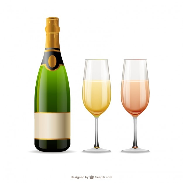 Copas y botellas de champán