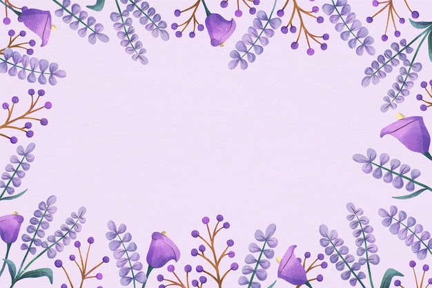 Copiar el espacio de fondo floral violeta pastel