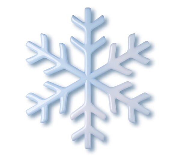 Copo de nieve azul 3d decoración navideña realista aislada sobre fondo transparente Elemento de diseño para Navidad