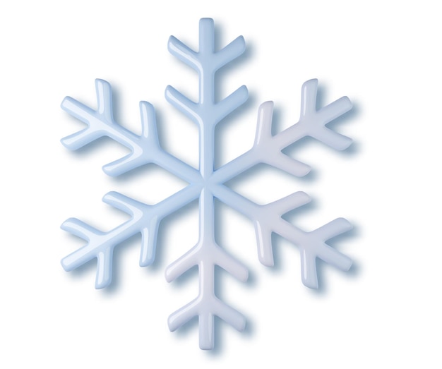 Copo de nieve azul 3d decoración navideña realista aislada sobre fondo transparente Elemento de diseño para Navidad