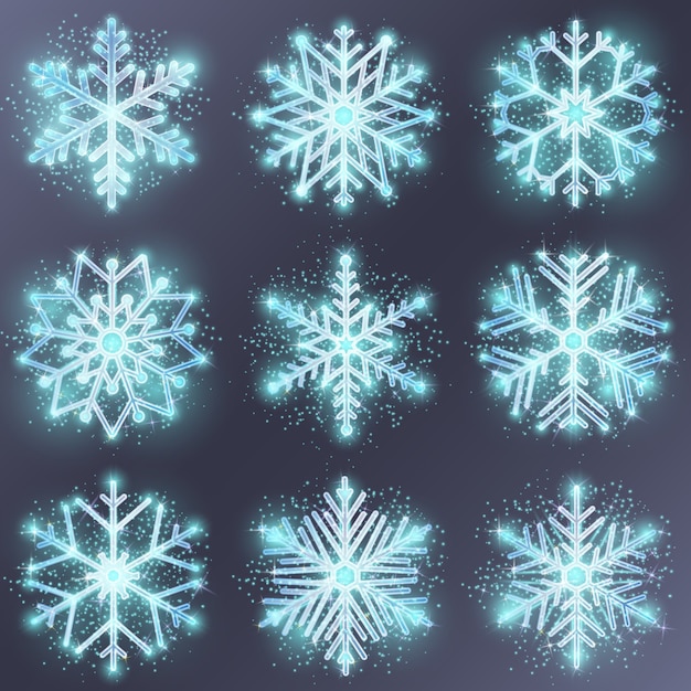 Copo de nieve brillante. Diseño de nieve de invierno, decoración para Navidad, adorno de temporada, ilustración vectorial