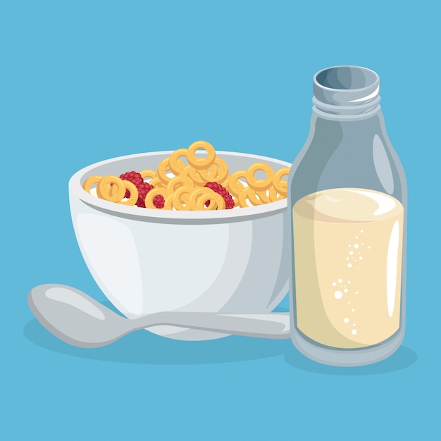 copos de maíz y leche deliciosa comida desayuno