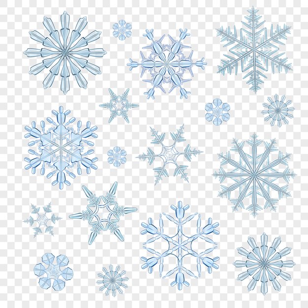 Copos de nieve azul transparente