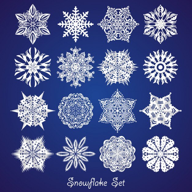 Copos de nieve sobre un fondo azul