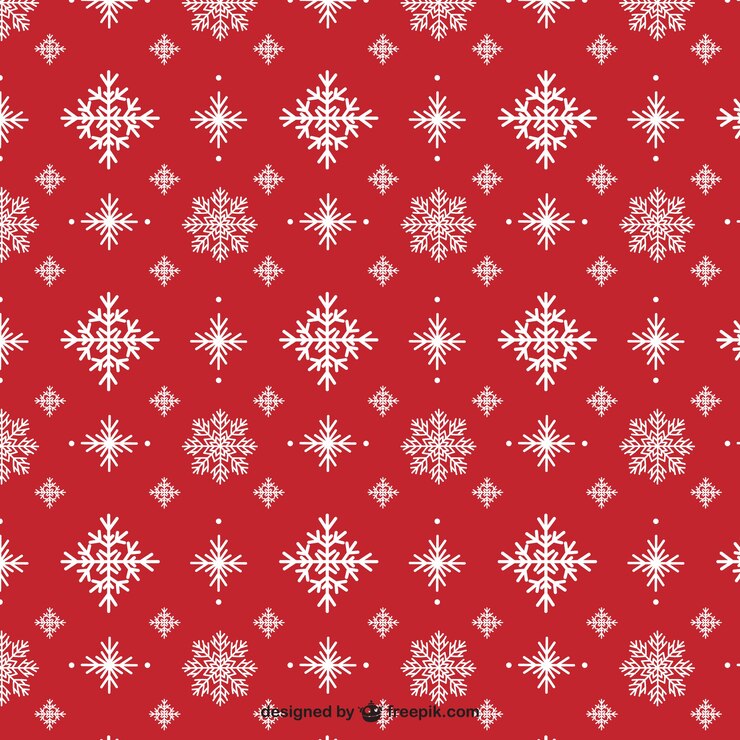 Vector gratuito copos de nieve sobre un patrón de fondo rojo