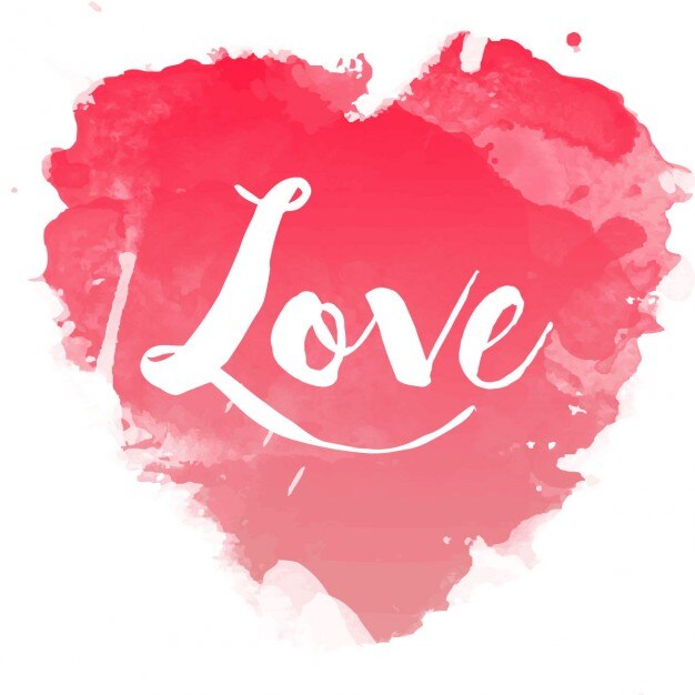 Vector gratuito corazón de la acuarela con caligrafía